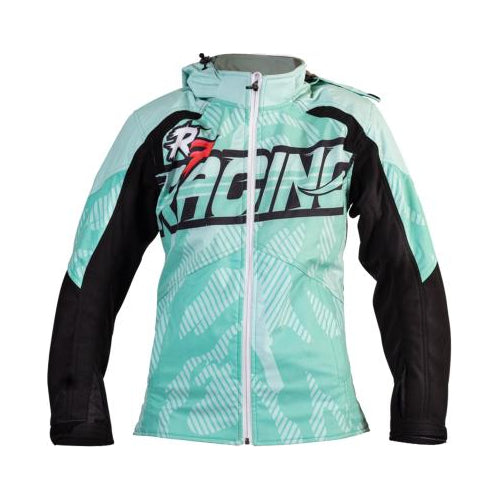 CHAMARRA DEPORTIVA R7 R7-700 TEXTIL BLANCO NEGRO AQUA PARA DAMA