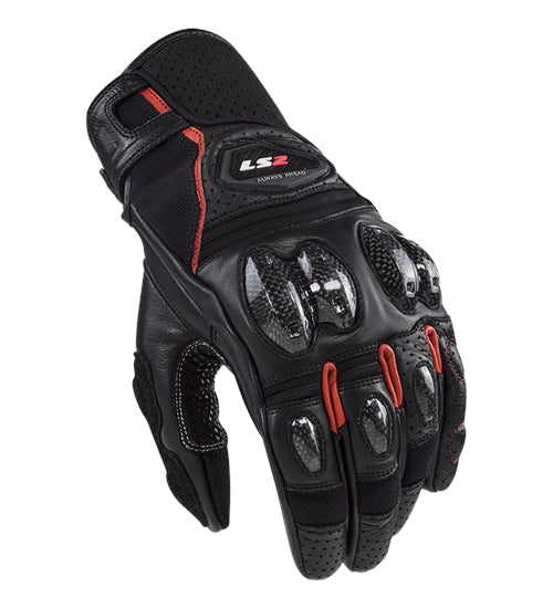 GUANTES VEL LS2 NEGRO ROJO SPARK 2