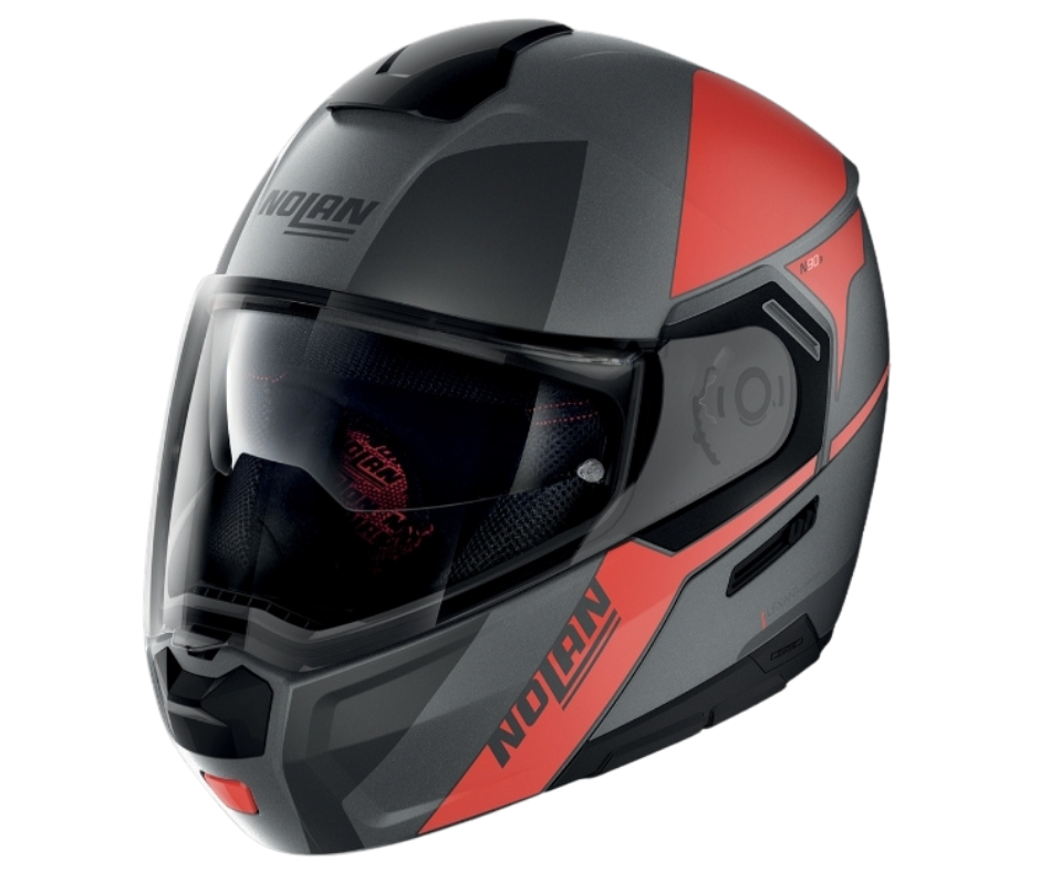 Casco Abatible Nolan N90-3 Wilco 29 gris mate/rojo - Moto Helmets  -  - Abatibles, Cascos, Nolan