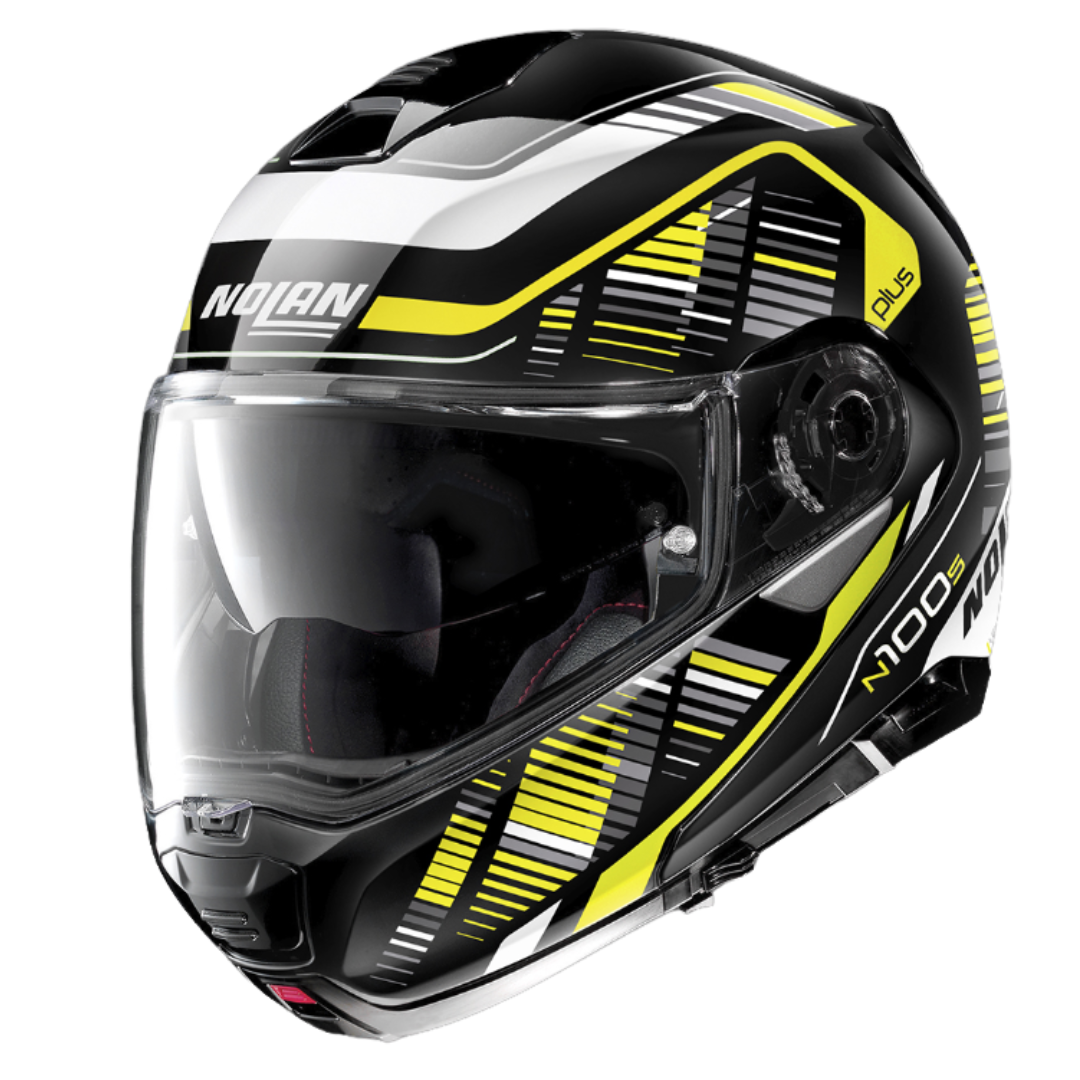 Casco Abatible Nolan 100-5 Plus Starboard 46 Negro/Gris/Amarillo - Moto Helmets  -  - Abatibles, Cascos, Nolan