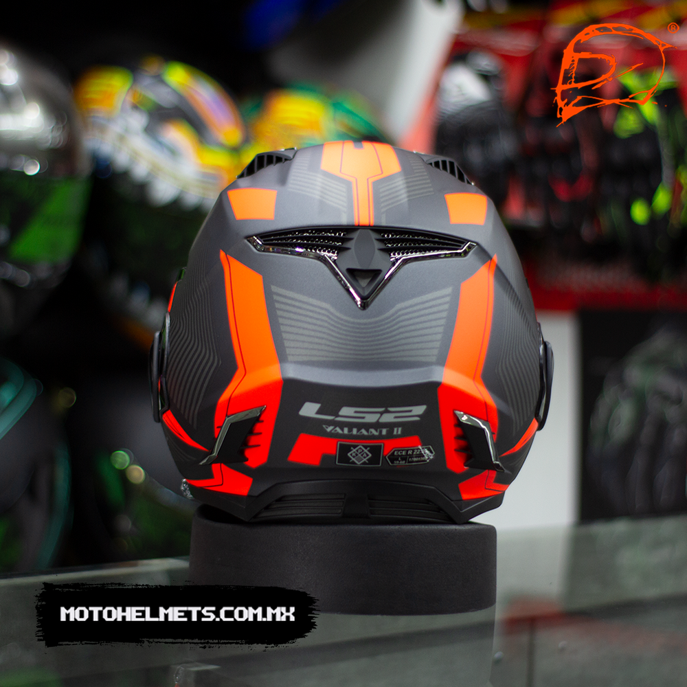 CASCO MODULARE APRIBILE DOPPIA VISIERA LS2 VALIANT II FF900 REVO MATT  TITANIUM FLUO ORANGE TITANIO ARANCIO FLUO BOLLATE MILANO